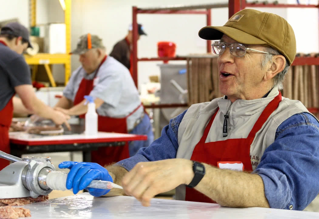 Stuffing sausage into casings